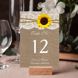 Die Rustikale Sonnenblumen-Hochzeitskollektion Tischnummer