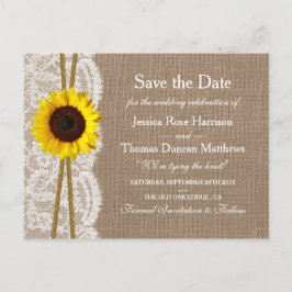 Die rustikale Sonnenblumensammlung Save the Date Ankündigungspostkarte