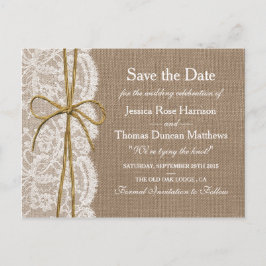 Die rustikale Twine Bow Wedding Collection Ankündigungspostkarte