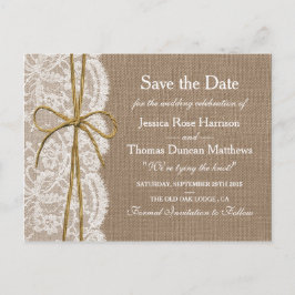 Die rustikale Twine Bow Wedding Collection Ankündigungspostkarte