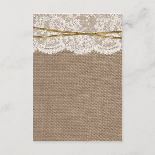 Die rustikale Twine Bow Wedding Collection Begleitkarte (Rückseite)