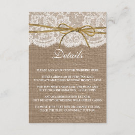 Die rustikale Twine Bow Wedding Collection Begleitkarte