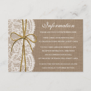 Die rustikale Twine Bow Wedding Collection Begleitkarte