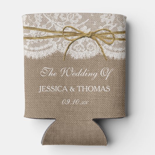 Die rustikale Twine Bow Wedding Collection Dosenkühler (Rückseite)