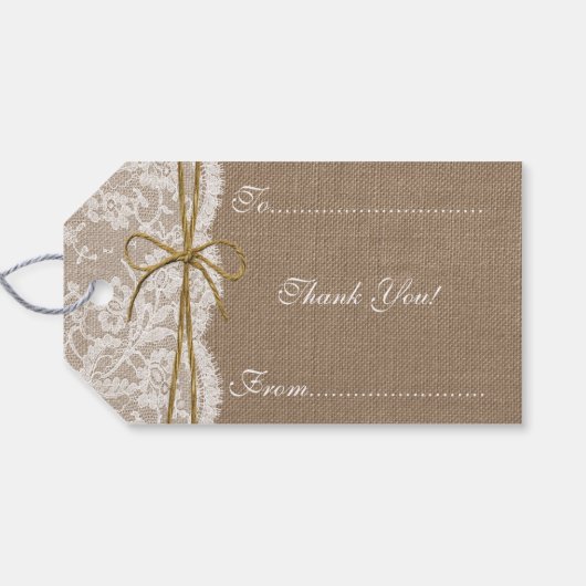 Die rustikale Twine Bow Wedding Collection Geschenkanhänger (Rückseite Horizontal)