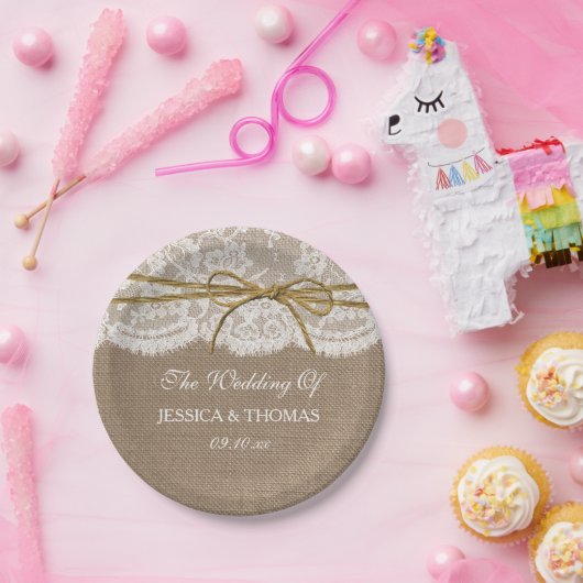 Die rustikale Twine Bow Wedding Collection Pappteller (Party)
