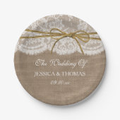 Die rustikale Twine Bow Wedding Collection Pappteller (Vorderseite)
