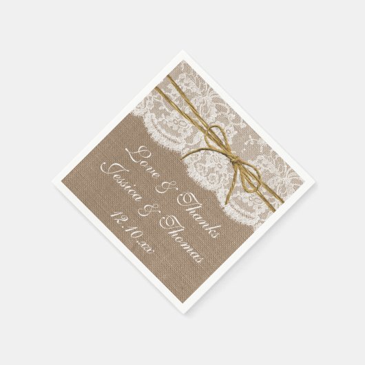 Die rustikale Twine Bow Wedding Collection Serviette (Ecke)