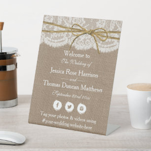 Die rustikale Twine Bow Wedding Collection Sockelschild