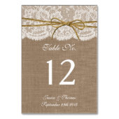 Die rustikale Twine Bow Wedding Collection Tischnummer (Rückseite)
