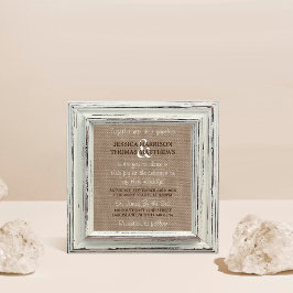 Die rustikale White Frame & Burlap Wedding Collect Einladung
