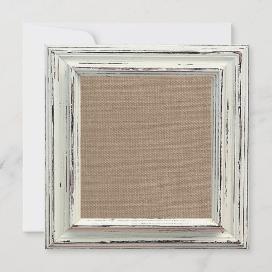 Die rustikale White Frame & Burlap Wedding Collect Einladung (Rückseite)