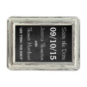 Die rustikale White Frame & Burlap Wedding Collect Magnet (Horizontal)