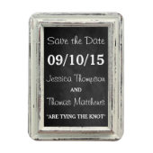 Die rustikale White Frame & Burlap Wedding Collect Magnet (Vertikal)