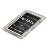 Die rustikale White Frame & Burlap Wedding Collect Magnet (Linke Seite)