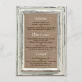 Die rustikale White Frame & Burlap Wedding Collect Menükarte (Vorderseite)