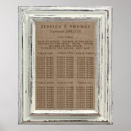 Die rustikale White Frame & Burlap Wedding Collect Poster
