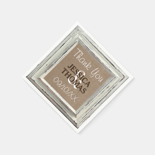 Die rustikale White Frame & Burlap Wedding Collect Serviette (Ecke)