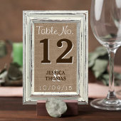 Die rustikale White Frame & Burlap Wedding Collect Tischnummer