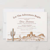 Die Rustikale Wüste Ließ die Adventure Begin Baby Einladung (Vorderseite)