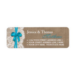 Die rustikalen Blue Bow Wedding Collection Labels