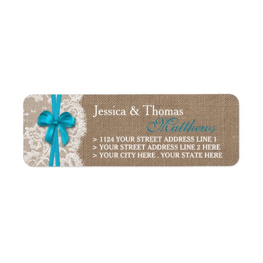 Die rustikalen Blue Bow Wedding Collection Labels (Vorne)