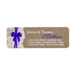 Die rustikalen Blue Bow Wedding Collection Labels