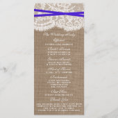 Die rustikalen Blue Bow Wedding Programme (Rückseite)