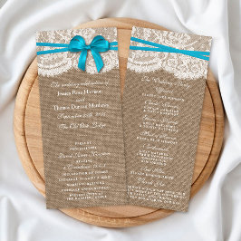 Die rustikalen Blue Bow Wedding Programme
