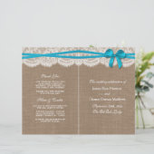 Die rustikalen Blue Bow Wedding Programme (Stehend Vorderseite)