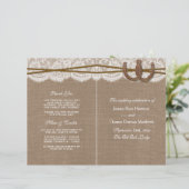 Die rustikalen Hochzeitsprogramme für Hufeisen (Stehend Vorderseite)
