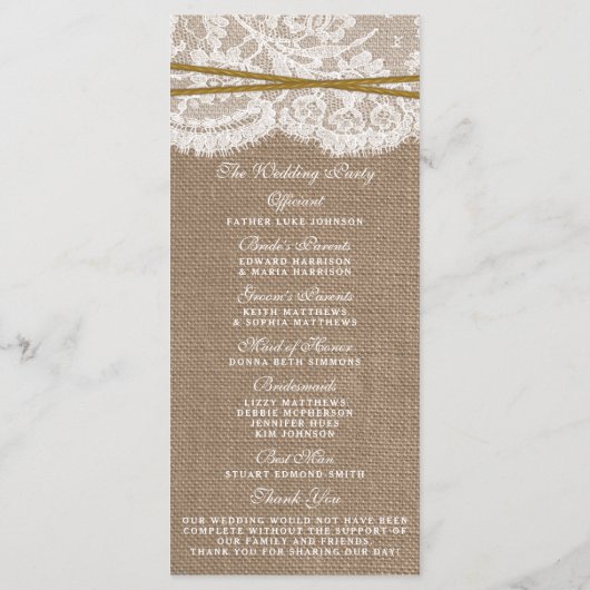 Die rustikalen Hochzeitsprogramme für Sonnenblumen Programm (Rückseite)