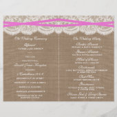 Die rustikalen rosa Bow-Hochzeitsprogramme (Rückseite)