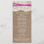 Die rustikalen rosa Bow-Hochzeitsprogramme Programm (Rückseite)