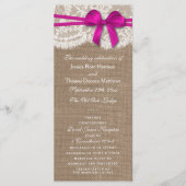 Die rustikalen rosa Bow-Hochzeitsprogramme Programm (Vorderseite)