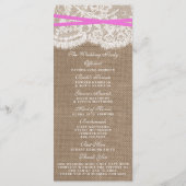 Die rustikalen rosa Bow-Hochzeitsprogramme Programm (Rückseite)