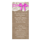Die rustikalen rosa Bow-Hochzeitsprogramme Werbekarte (Vorne)