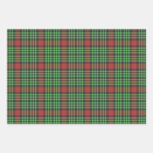 Die rustikalen roten und grünen Karierten Muster Geschenkpapier Set (Vorderseite 3)