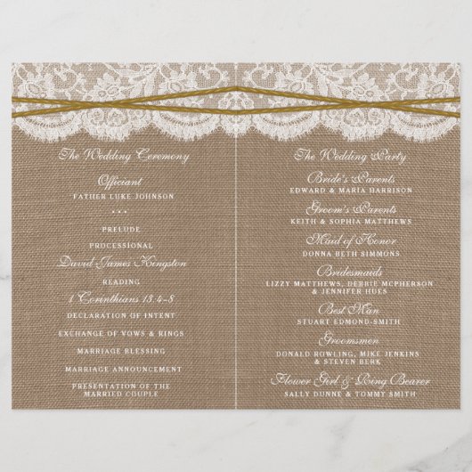 Die rustikalen Sand-Dollar-Hochzeitsprogramme (Rückseite)