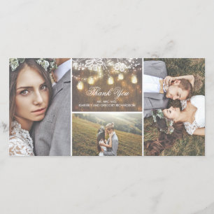 Die rustikalen Wedding Spitze-und Weckglas-Lichter Dankeskarte