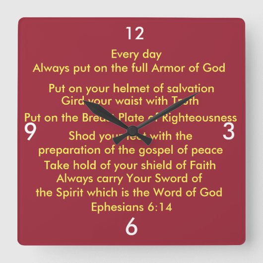 Die Rüstung der Mauer Gottes zur Rettung Quadratische Wanduhr (Vorderseite)