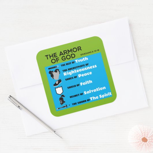 Die Rüstung Gottes Quadratischer Aufkleber (Umschlag)