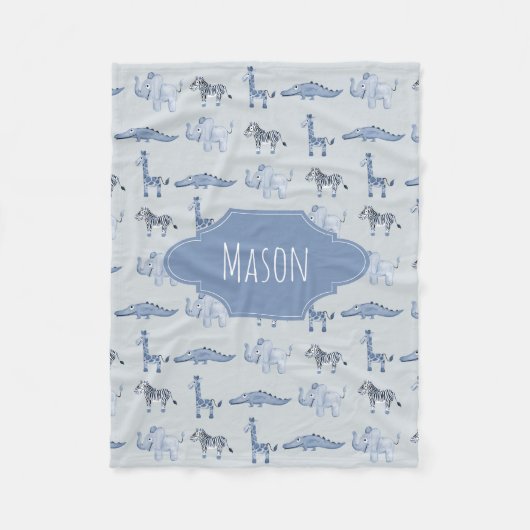 Die Safari-Tier-Dschungel-Muster des Jungen Fleecedecke (Vorderseite)