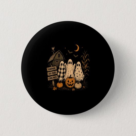 Die Saison Geist Trio Kürbisfeld Farmhaus Button (Vorderseite)