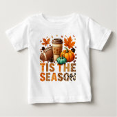 Die Saison Herbstzeit mit Football und Kaffee Baby T-shirt (Vorderseite)