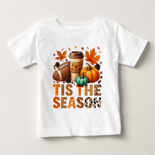 Die Saison Herbstzeit mit Football und Kaffee Baby T-shirt (Vorderseite)