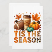 Die Saison Herbstzeit mit Football und Kaffee Einladung (Vorne/Hinten)