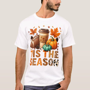 Die Saison Herbstzeit mit Football und Kaffee T-Shirt