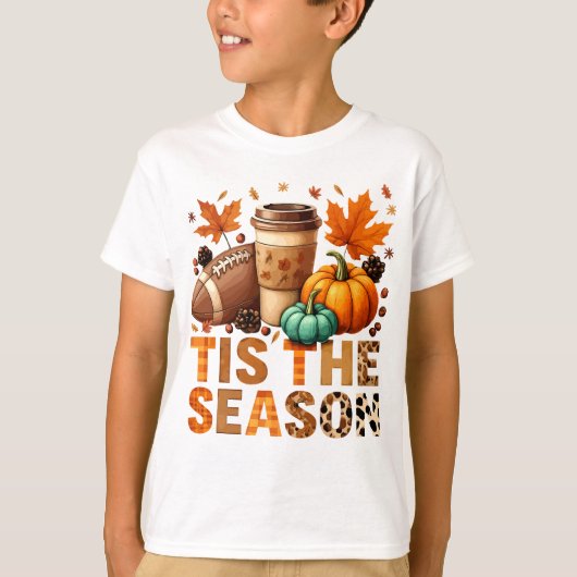 Die Saison Herbstzeit mit Football und Kaffee T-Shirt (Vorderseite)