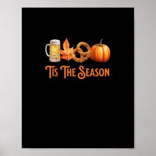 Die Saison Kürbis Bier Brezel Herbst Lustig Okt Poster